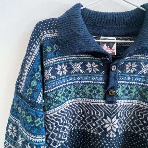 Vintage DALE of Norway Authentic Wool Knitwear Ski Winter Outdoor Blue Sweater L - Picture 2 of 11
